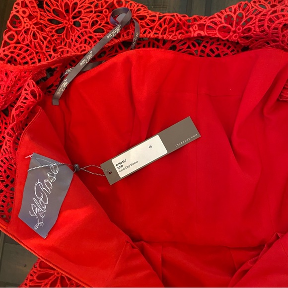 Lela Rose Cap Sleeve Jewel Neckline Guipire Lace Dress size 10 - Picture 11 of 11